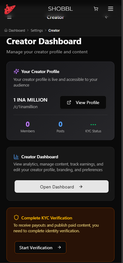 Creator Dashboard